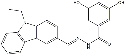 N'-[(E)-(9-ethyl-9H-carbazol-3-yl)methylidene]-3,5-dihydroxybenzohydrazide Structure