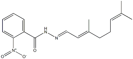 N'-[(E,2E)-3,7-dimethyl-2,6-octadienylidene]-2-nitrobenzohydrazide 化学構造式