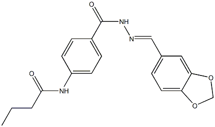 N-[4-({2-[(E)-1,3-benzodioxol-5-ylmethylidene]hydrazino}carbonyl)phenyl]butanamide Structure