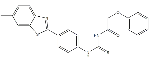 N-[4-(6-methyl-1,3-benzothiazol-2-yl)phenyl]-N'-[2-(2-methylphenoxy)acetyl]thiourea,,结构式