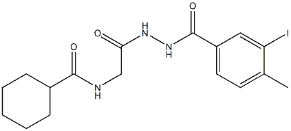 N-{2-[2-(3-iodo-4-methylbenzoyl)hydrazino]-2-oxoethyl}cyclohexanecarboxamide 化学構造式