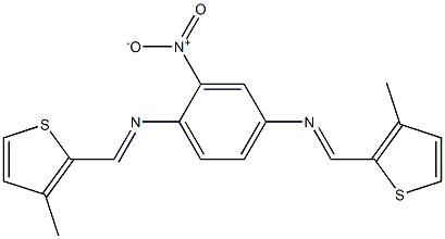 N-[(E)-(3-methyl-2-thienyl)methylidene]-N-(4-{[(E)-(3-methyl-2-thienyl)methylidene]amino}-2-nitrophenyl)amine Struktur