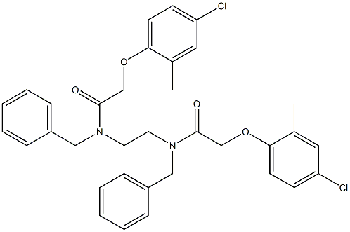 N-benzyl-N-(2-{benzyl[2-(4-chloro-2-methylphenoxy)acetyl]amino}ethyl)-2-(4-chloro-2-methylphenoxy)acetamide 化学構造式