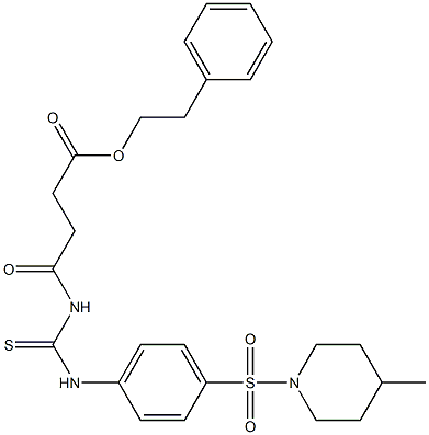 phenethyl 4-[({4-[(4-methyl-1-piperidinyl)sulfonyl]anilino}carbothioyl)amino]-4-oxobutanoate,,结构式