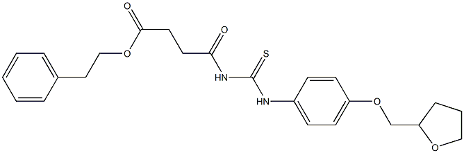 phenethyl 4-oxo-4-({[4-(tetrahydro-2-furanylmethoxy)anilino]carbothioyl}amino)butanoate Structure
