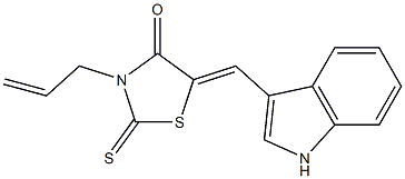 3-allyl-5-[(E)-1H-indol-3-ylmethylidene]-2-thioxo-1,3-thiazolan-4-one 化学構造式