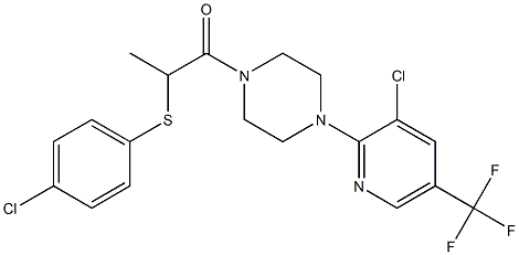 2-[(4-chlorophenyl)sulfanyl]-1-{4-[3-chloro-5-(trifluoromethyl)-2-pyridinyl]piperazino}-1-propanone 结构式