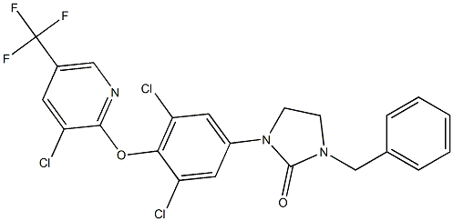 1-benzyl-3-(3,5-dichloro-4-{[3-chloro-5-(trifluoromethyl)-2-pyridinyl]oxy}phenyl)tetrahydro-2H-imidazol-2-one Struktur
