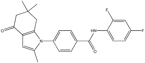 N-(2,4-difluorophenyl)-4-(2,6,6-trimethyl-4-oxo-4,5,6,7-tetrahydro-1H-indol-1-yl)benzenecarboxamide 结构式