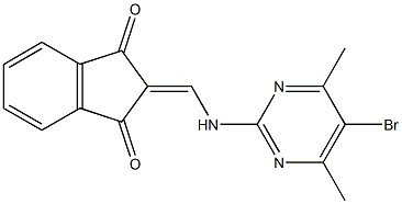 2-{[(5-bromo-4,6-dimethyl-2-pyrimidinyl)amino]methylene}-1H-indene-1,3(2H)-dione,,结构式