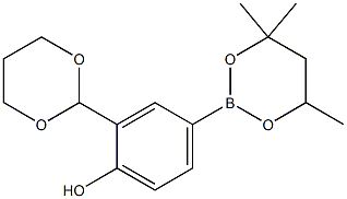 2-(1,3-Dioxan-2-yl)-4-(4,4,6-trimethyl-1,3,2-dioxaborinan-2-yl)phenol Structure