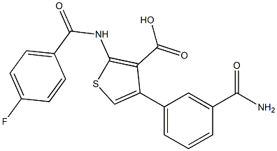 4-(3-Carbamoyl-phenyl)-2-(4-fluoro-benzoylamino)-thiophene-3-carboxylic acid Structure