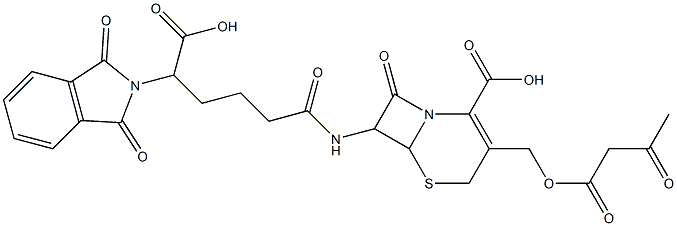 7-[5-Carboxy-5-(1,3-dihydro-1,3-dioxo-2H-isoindol-2-yl)pentanoylamino]-8-oxo-3-(3-oxobutyryloxymethyl)-5-thia-1-azabicyclo[4.2.0]oct-2-ene-2-carboxylic acid Struktur