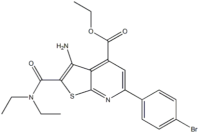 2-[[Diethylamino]carbonyl]-3-amino-6-(4-bromophenyl)thieno[2,3-b]pyridine-4-carboxylic acid ethyl ester 结构式