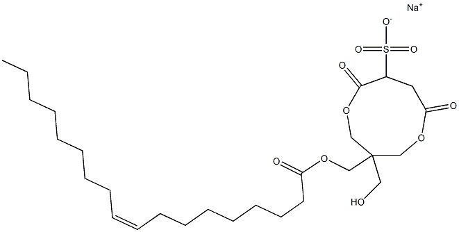 1-[[[(9Z)-1-Oxo-9-octadecen-1-yl]oxy]methyl]-1-(hydroxymethyl)-4,7-dioxo-3,8-dioxacyclononane-6-sulfonic acid sodium salt,,结构式