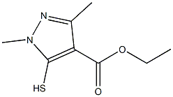1,3-Dimethyl-5-mercapto-1H-pyrazole-4-carboxylic acid ethyl ester,,结构式