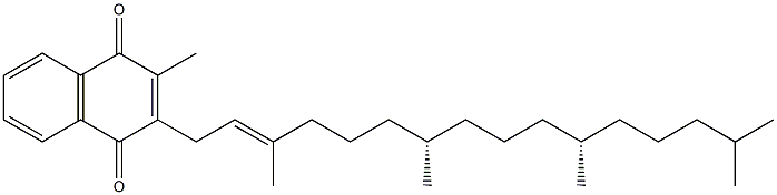 2-メチル-3-[(2E,7S,11S)-3,7,11,15-テトラメチル-2-ヘキサデセニル]-1,4-ナフトキノン 化学構造式