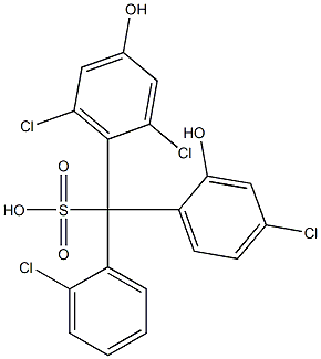 (2-クロロフェニル)(4-クロロ-2-ヒドロキシフェニル)(2,6-ジクロロ-4-ヒドロキシフェニル)メタンスルホン酸 化学構造式