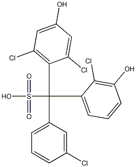 (3-クロロフェニル)(2-クロロ-3-ヒドロキシフェニル)(2,6-ジクロロ-4-ヒドロキシフェニル)メタンスルホン酸 化学構造式