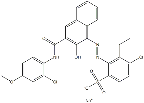 4-クロロ-3-エチル-2-[[3-[[(2-クロロ-4-メトキシフェニル)アミノ]カルボニル]-2-ヒドロキシ-1-ナフチル]アゾ]ベンゼンスルホン酸ナトリウム 化学構造式