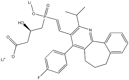 (3R)-4-[[(E)-2-[[4-(4-Fluorophenyl)-6,7-dihydro-2-isopropyl-5H-benzo[6,7]cyclohepta[1,2-b]pyridin]-3-yl]ethenyl]lithiooxyphosphinyl]-3-hydroxybutyric acid lithium salt Struktur