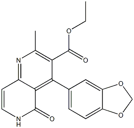4-(1,3-Benzodioxol-5-yl)-2-methyl-5-oxo-5,6-dihydro-1,6-naphthyridine-3-carboxylic acid ethyl ester Struktur