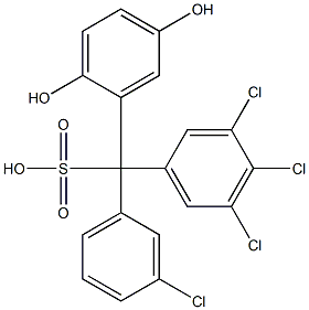 (3-クロロフェニル)(3,4,5-トリクロロフェニル)(2,5-ジヒドロキシフェニル)メタンスルホン酸 化学構造式