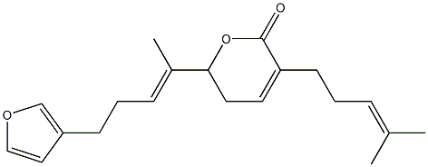 5,6-ジヒドロ-3-(4-メチル-3-ペンテニル)-6-[1-メチル-4-(3-フラニル)-1-ブテニル]-2H-ピラン-2-オン 化学構造式