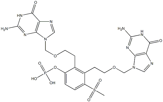 Phosphoric acid bis[2-[(2-amino-1,6-dihydro-6-oxo-9H-purin)-9-ylmethoxy]ethyl]4-methylsulfonylphenyl ester,,结构式
