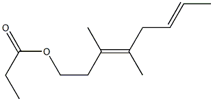 Propionic acid 3,4-dimethyl-3,6-octadienyl ester Struktur