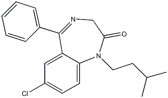 7-Chloro-1-isopentyl-5-(phenyl)-1H-1,4-benzodiazepin-2(3H)-one Struktur