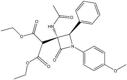 2-[(3R,4R)-3-(Acetylamino)-1-(4-methoxyphenyl)-2-oxo-4-phenylazetidin-3-yl]malonic acid diethyl ester Struktur