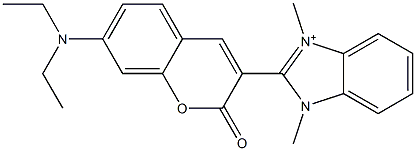 1,3-Dimethyl-2-[7-(diethylamino)-2-oxo-2H-1-benzopyran-3-yl]-3H-benzimidazol-1-ium