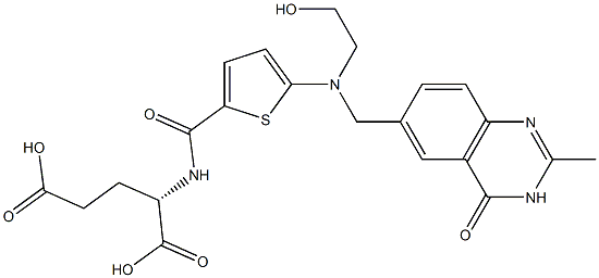 (2S)-2-[5-[N-(2-Hydroxyethyl)-N-[[(3,4-dihydro-2-methyl-4-oxoquinazolin)-6-yl]methyl]amino]-2-thienylcarbonylamino]glutaric acid,,结构式