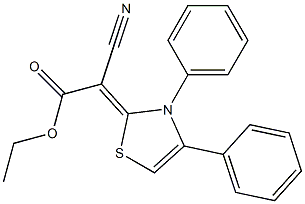 2-Ethoxycarbonyl-2-[(3,4-diphenyl-2,3-dihydrothiazol)-2-ylidene]acetonitrile Struktur