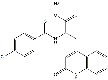 2-(4-Chlorobenzoylamino)-3-(2-oxo-1,2-dihydroquinolin-4-yl)propionic acid sodium salt Struktur