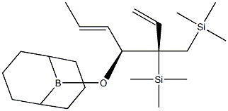 (1S,2R)-1-[(9-ボラビシクロ[3.3.1]ノナン-9-イル)オキシ]-1-[(E)-1-プロペニル]-2-(トリメチルシリル)-2-[(トリメチルシリル)メチル]-3-ブテン 化学構造式