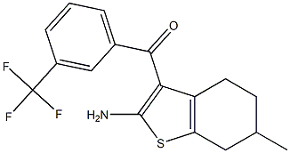 2-Amino-3-(3-trifluoromethylbenzoyl)-6-methyl-4,5,6,7-tetrahydrobenzo[b]thiophene 结构式