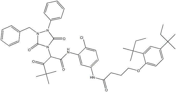 2-(1-Benzyl-3,5-dioxo-2-phenyl-1,2,4-triazolidin-4-yl)-2-pivaloyl-2'-chloro-5'-[4-(2,4-di-tert-pentylphenoxy)butanoylamino]acetanilide