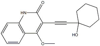 3-[(1-ヒドロキシシクロヘキシル)エチニル]-4-メトキシキノリン-2(1H)-オン 化学構造式
