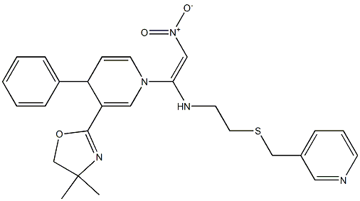 N-[2-Nitro-1-[[4-phenyl-3-(4,4-dimethyl-2-oxazolin-2-yl)-1,4-dihydropyridin]-1-yl]ethenyl]-2-[(3-pyridinylmethyl)thio]ethanamine,,结构式