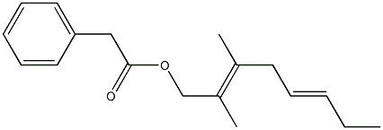 Phenylacetic acid 2,3-dimethyl-2,5-octadienyl ester Struktur