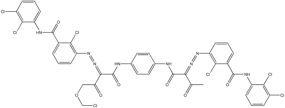 3,3'-[2-(Chloromethyloxy)-1,4-phenylenebis[iminocarbonyl(acetylmethylene)azo]]bis[N-(2,3-dichlorophenyl)-2-chlorobenzamide],,结构式