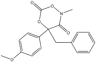 4-ベンジル-2-メチル-4-(4-メトキシフェニル)-2H-1,5,2-ジオキサジン-3,6(4H)-ジオン 化学構造式