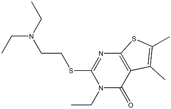 5,6-Dimethyl-3-ethyl-2-[[2-(diethylamino)ethyl]thio]thieno[2,3-d]pyrimidin-4(3H)-one,,结构式