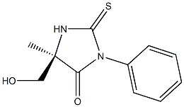 (5R)-5-Hydroxymethyl-2-thioxo-3-phenyl-5-methyl-4-imidazolidinone Struktur