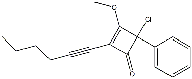2-(1-Hexynyl)-4-phenyl-4-chloro-3-methoxycyclobuta-2-en-1-one 结构式