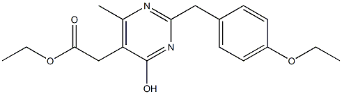 2-(p-エトキシベンジル)-4-ヒドロキシ-6-メチル-5-ピリミジン酢酸エチル 化学構造式