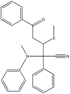 3-Methylthio-2,5-diphenyl-2-(N-methylphenylamino)-5-oxovaleronitrile,,结构式
