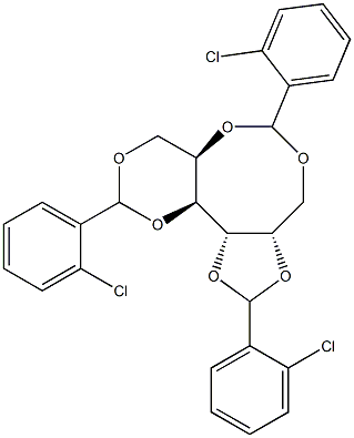 1-O,3-O:2-O,6-O:4-O,5-O-Tris(2-chlorobenzylidene)-L-glucitol,,结构式